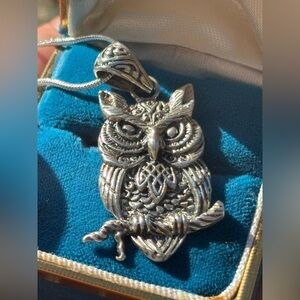NEW 🦉 925 Sterling Silver Owl Pendant Necklace • Intricate Wisdom Owl • W/ Chain